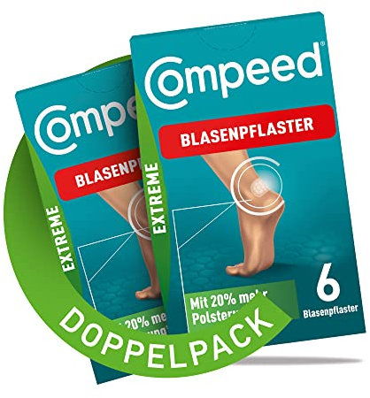 Compeed Blasenpflaster Extreme Doppelpack – Hydrokolloid-Pflaster für extra starken Schutz bei Blasen an den Fersen, 12 Pflaster