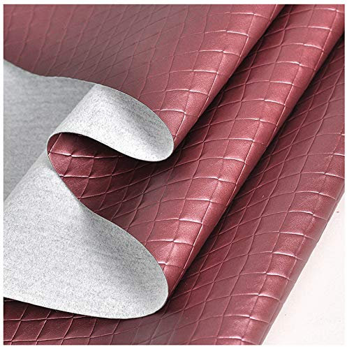 SAVAAL Leder Stoff Rot Kunstleder-Look-Stoff，0.8mm Dicker Zierstoff，Feuerhemmend Wasserdichtes，Verschleißfestes Kunstleder In Premium-Qualität (137cm*100cm)(Size:4M)