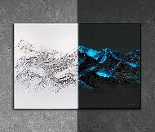 YS-Art Abstrakt Fluoreszierendes selbst leuchtendes Acryl 3D Gemälde auf Leinwand himmlische Schönheit handgemalt modern Wohndekor Bild echte Kunst 120x80 cm