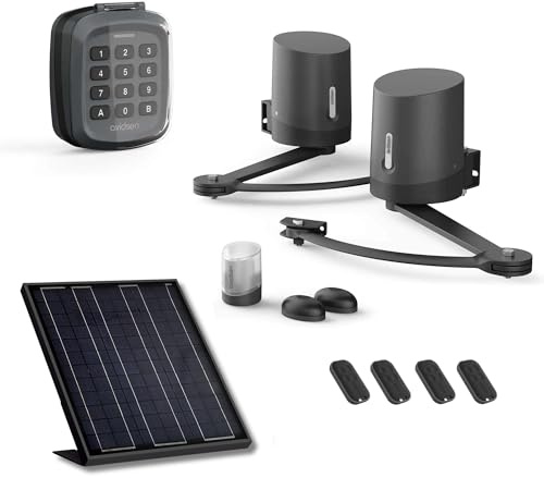 Avidsen Orane 510 Kit Motorisation Solaire pour Portail Battant, 5m 500kg | Bras articulés, panneau solaire inclus, 4 télécommandes, clavier à code, détection obstacle, ouverture piéton