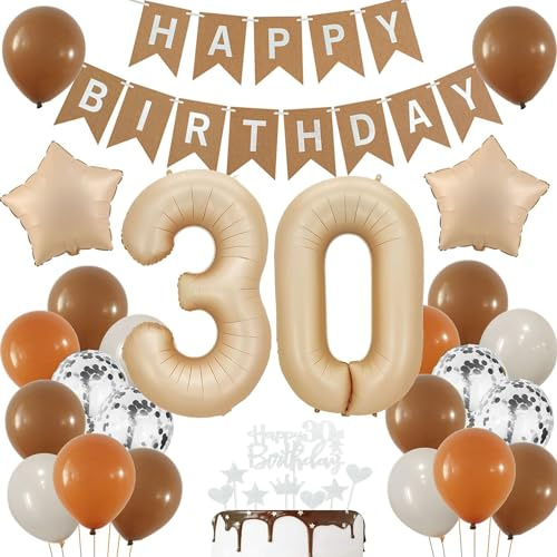 Luftballons 30 Jahre Brau,30 Geburtstag Deko Beige, Deko 30 Geburtstags Frau,30 Jahre Geburtstagsdeko Ballon,Boho 30. Luftballon Beige,Party Deko 30 Luftballon, Mann 30. Geburtstag Dekoration