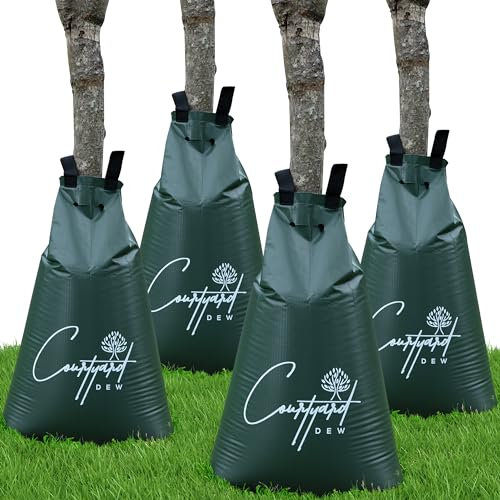 Courtyard Dew Baumbewässerungsbeutel mit langsamer Freisetzung, 4 Stück, 20 Gallonen, robuste Bewässerungsbeutel für Bäume, nachfüllbare Baumbeutel für Bewässerung, tiefe Wurzelzielung