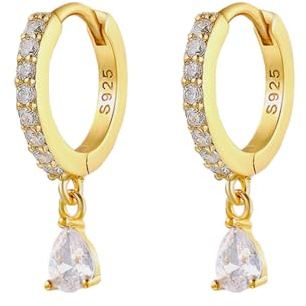 FAZKAR Orecchini Cerchio Oro Piccoli Orecchini Pendenti Donna Orecchini Donna Argento 925,1 Paia Orecchini a Cerchio Orecchini Donna Orecchini Ipoallergenici per le Donne Ragazze 12mm