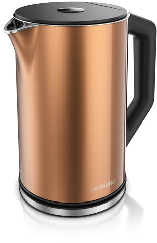 arendo - Bouilloire Électrique en Acier Inoxydable - Ebullition Rapide - Sélection de la Température 40° à 100 ° ou 4 Températures Prédéfinis - Double paroi - 1,5 L 2200 W - sans BPA - Couleur cuivre
