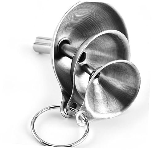 Mikinona 2set Funnel in Acciaio Inossidabile Per Cucina Set Di Imbuti Resistente Alla Con Anello Di Collegamento Per Oli Marmellate e Bevande Facile Da Riporre e Utilizzare in Casa Argento