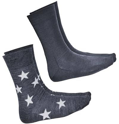 VITSOCKS Merino Ullstrumpor Herr, 80% Ull Strumpor, Varma Andas (2 PAR) Ränder, grå-vit, 39-41