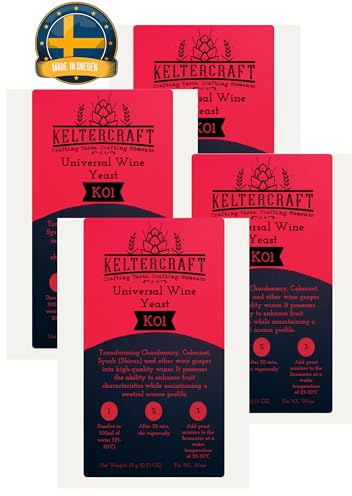 Keltercraft K01 Weinhefe [4x 10g: Für 200L Portwein oder Weißwein] Trockenhefe Nährhefe Bordeaux | Mache deinen eigenen Wein!