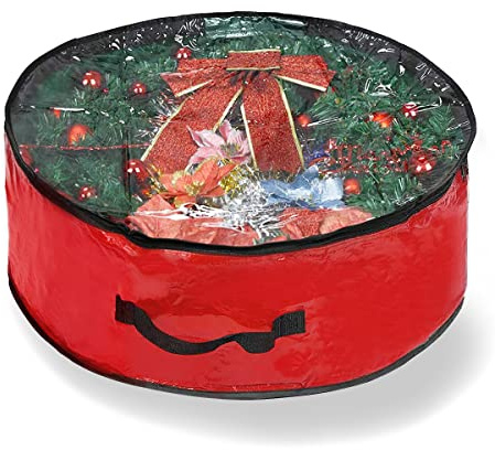 Bolsa de Almacenamiento de Corona de Navidad Hillylolly Contenedor de Corona de Navidad impermeable, Contenedor de Coronas de Día Festivo, Bolsa de Almacenamiento Grande, (91 * 20cm)