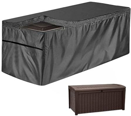 Housse Coffre Jardin, Housse pour Coffre De Rangement, Tissu Oxford Bâche Coffre Rangement Jardin, avec Fermeture À Glissière, Protection UV, Imperméable Housse Boîte Terrasse