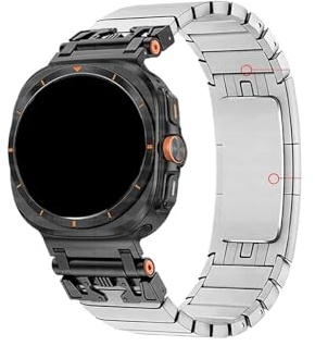 Länkarmband Passar for Samsung Galaxy Watch Ultra 47mm rostfritt stål Metall Business Watch Armband tillbehör(Black silver-1)