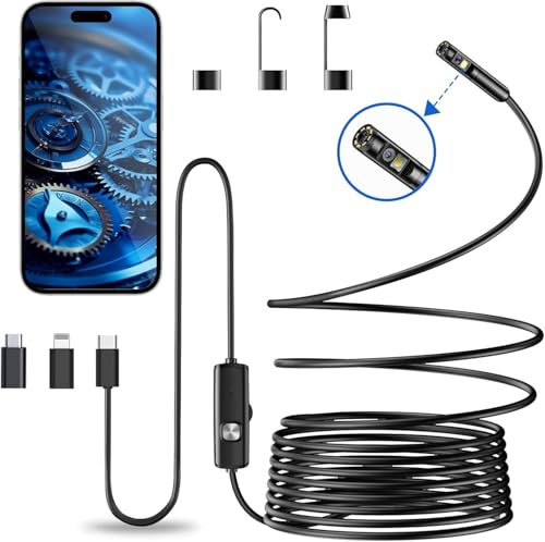 Okaywork Endoscopio Telecamera LED Light IP67 Waterproof 3-in-1