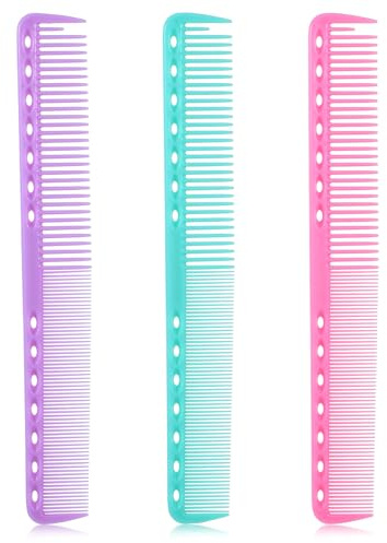 3 Stück Haarschneidekamm Farbe Haarkämme Friseur Styling Kamm Kohlefaser Haarkämme Breiter Zahnkamm und Feine Zahnung Antistatischer Haar Kamm für Männer Frauen Dickes Dünnes Lockiges Glattes Haar