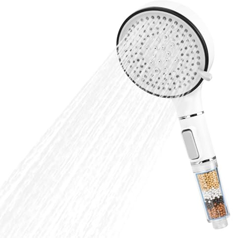 RUCUDIM Pommeau de douche filtre économiseur d'eau haute pression 5 types de jet douchette anti-calcaire pluie eau dure chlore résiduel métal lourd