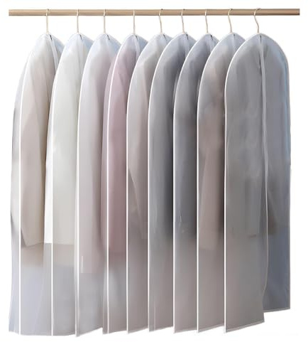 10-teiliges Kleidersack-Set, Kleidersammler mit Reißverschluss, transparenter Kleidersack 60x100 cm, Kleiderschutz, geeignet für Blazer, Jacken und Abendkleider