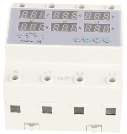 PAGJHRFJG Voltmetro Amperometro Trifase su Guida DIN Protezione Automatica da Sovratensione e Sovracorrente AC 390-500 V