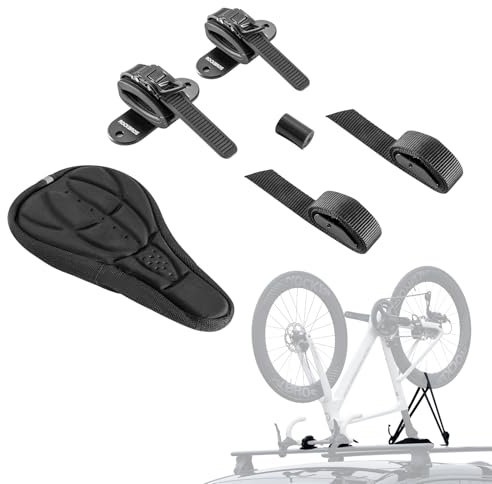 ROCKBROS Portabicicletas de Techo Invertido para Coche con Soporte de Horquilla Instalación Rápida y Estable Compatible con MTB Carretera y Urbanas Requiere Barras Transversales