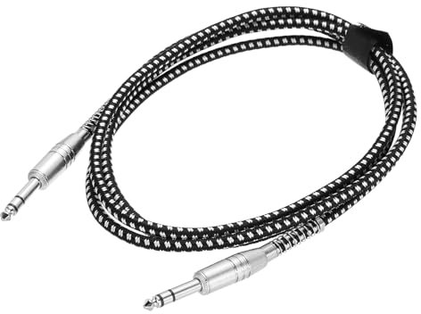 QUARKZMAN Cavo Per Strumento Musicale Chitarra, 6 Piedi 1/4 Pollice A 1/4 Pollice Angolo Dritto A Dritto Cavo Jack Per Chitarra Elettrica Basso, Nero Bianco