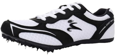 Herren Damen Leichtathletik Racing Running Spikes Schuhe, Leichtathletik Sneaker Für Jumping Hürdenwettbewerb Jungen Mädchen,Weiß,42 EU