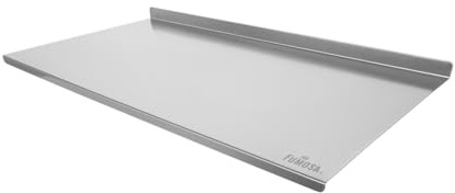 FUMOSA »IMPASTO« Edelstahl-Arbeitsplatte für Teig, Made in Europe, 100 x 50 cm mit 1x Aufkantung, inkl. Silikon-Antirutschmatte, Schneidebrett, Teigbrett, Knetbrett, Hackbrett