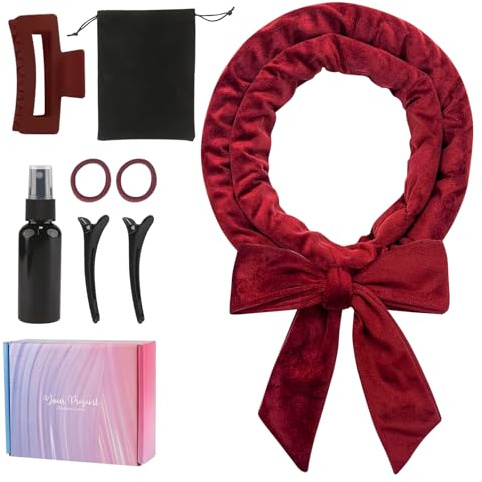 Bigodino Senza Calore per Boccoli, Set Di Bigodini Antiscivolo, Fascia Morbida Curler Arricciacapelli, Crea bellissimi ricci senza danneggiare i tuoi capelli, Adatto a Capelli Corti/Medi/Lunghi,Rosso