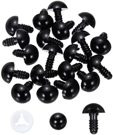 PATIKIL Occhi Sicuri da 14mm, 20 Pezzi Occhi in Plastica per Artigianato con Pellicola Protettiva E Rondelle per Animali di Peluche Giocattoli all'Uncinetto Bambole Creazioni, Nero