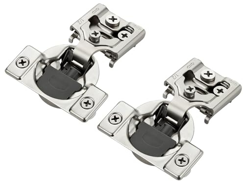 JOYDECOR 60 Packs (30 Pairs) 1/2 Inch Overlay Soft Close Hinges Satin Nickel Concealed Hidden Cabinet Hinges Stainless Steel for Face Frame Kitchen Cabinet Doors - 105 Degree