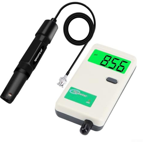 Testeur de pH numérique avec affichage rétroéclairé pour une mesure précise de l'eau dans les laboratoires, hydroponie, aquariums et piscines avec électrodes remplaçables