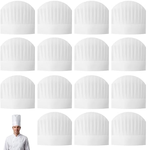 JazRvr 20 Kochmützen, Kochmütze Damen und Herren, Kochhaube aus Vlies, 21.64 x 29 cm, für Restaurant, Küche und Partys