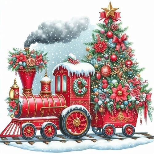 Aukojoy Weihnachten Bedrucktes Kreuzstich-Set 40x40cm DIY 11CT Stickerei Bastelset Dekoration