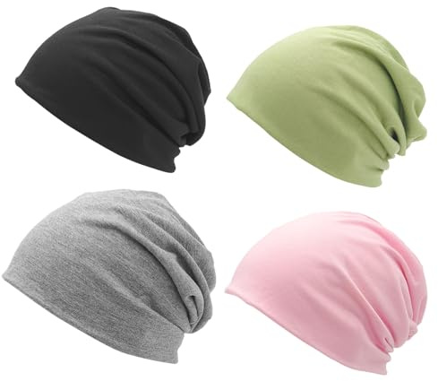 Pynzeka 4 Stück Chemo Mütze Sommer Chemo Kopfbedeckung Damen Komfortable Und Strapazierfähige Beanie Chemio-Hüte
