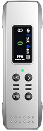 Detector de Gas, Detector de monóxido Carbono portátil 3 en 1, Recargable, Sensor Temperatura y Humedad, preciso, con Alarma Fuerte cordón for Viajes Autocaravana para el Trabajo, el hogar(White)