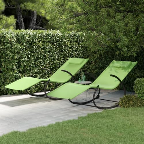 Frdhee Gartenliege, Schaukelliegen 2 STK. Grün Stahl und Textilene Balkon Stuhl für Balkon, Terrasse, Camping