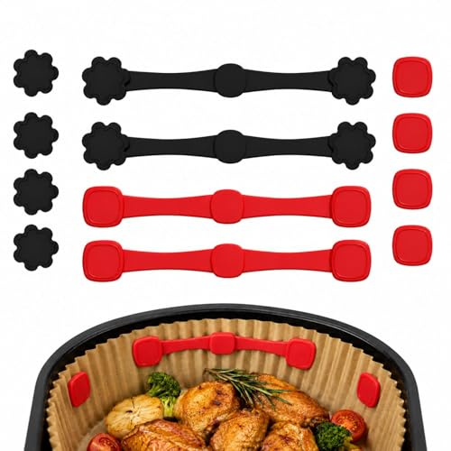 12 Piezas Imanes para Papel de Freidora de Aire, Hebillas Magnéticas de Silicona Reutilizables, Resistentes al Calor, Accesorios para Fijar Papel de Horno en Cesta, para Air Fryer Fáciles de Limpiar