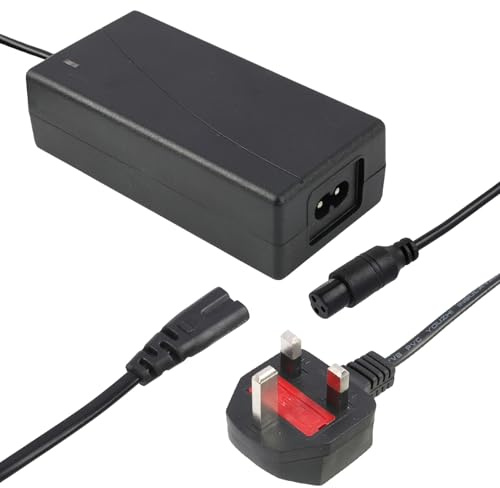 Hoverboard Charger 42V 2A, Electric Scooter Charger with Safety Protection, Durable Material, Compatible with Mobility, Electric Bike, Self-Balancing Scooters, LED Charging Indicator, UK 3 Pin Plug