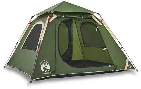 Kupolcampingtält för 4 personer grön Quick Release – 190T polyester med PU-beläggning – lätt och vattentät för familjeresor och utomhusäventyr