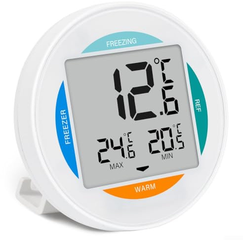 Kylskåpstermometer, 2-pack trådlös digital termometer och hygrometer med LCD-skärmstativ IP65 vattentät sensor