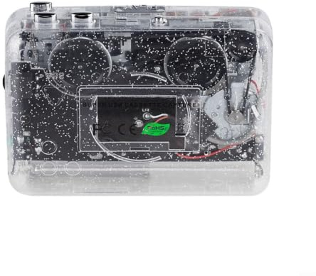 Gettimore Reproductor de casete portátil a convertidor MP3, grabadora de cinta transparente PC, digitalizador de audio de alta fidelidad con cable USB