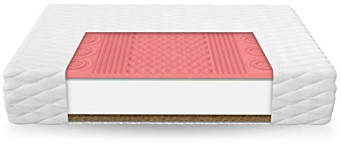 FDM Empoli Schaumstoffmatratze 90 x 200 cm Thermoplastischer Visco-Schaum Kokos Matratze Härtegrade H4/H3 (Hart/Mittelhart) Höhe 13 cm Zweiseitig Abnehmbarer Bezug Waschbar
