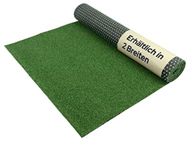 Primaflor Kunstrasen-Teppich mit Noppen - WIMBLEDON, 4,00m x 8,00m, 7 mm Hoch, UV-Beständiger, Wasserdurchlässiger, Grüner Rasenteppich, Outdoor Bodenbelag, Kunstgras für Terrasse und Balkon