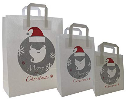 PGV Papiertragetaschen Weihnachten mit Flachhenkel Santa - Verschiedene Größen und Mengen (32 + 12 x 40 cm, 50 Stück)