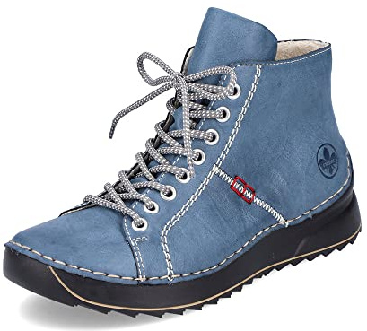 Rieker Damen Schnürstiefeletten 71510, Frauen Stiefeletten,übergangsschuhe,Stiefel,Bootee,Booties,halbstiefel,Kurzstiefel,blau (14),40 EU / 6.5 UK