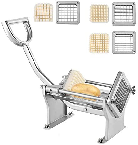 Potato Cutter with 3 Stainless Steel Knives, Chip Cutter Made of Stainless Steel, Vegetable Cutter for Potatoes, Vegetables, Fruit, Chips Cutter for Tisc