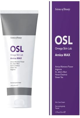OSL Omega Skin Lab, wirksame und schnelle Linderung bei Prellungen, Schmerzen, Schwellungen und Ödemen, Arnika, Rosskastanie, Arginin und grüner Tee, natürliche Inhaltsstoffe, 50 ml