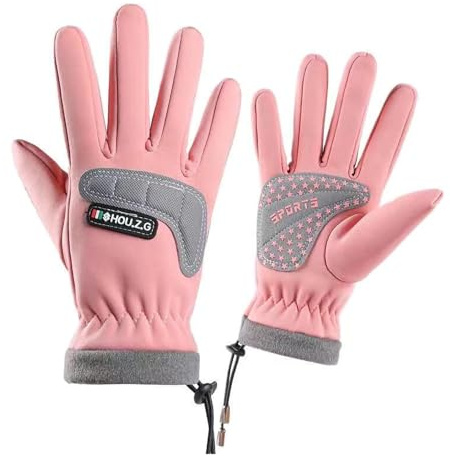 Moonlove Kids Waterproof Thermal Sports Gloves Cold Weather Water Resistant Cycling Mitts Boys Girls Non Slip Running Gloves Windproof Warm Riding Mittens for 8-13 Years Old
