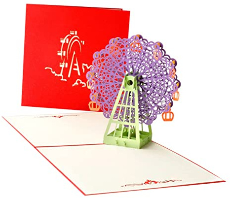 DIYEAH Grußkarte Riesenrad Partykarte aus Erstklassigem Papier für Hochzeit Jubiläum Violett Zeichen