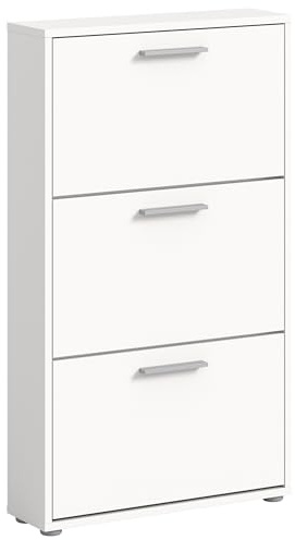 möbelando Schuhkipper >See< in Weiß - Praktisches Schuhregal Schuhschrank zur platzsparenden Aufbewahrung von Schuhen - Schuhkommode 59 x 103 x 17 cm (B/H/T)