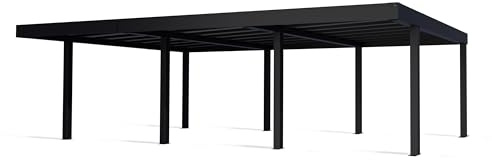 Canopia by Palram Carport Bausatz Oslo 600 x 900 cm Doppelcarport für 3 Autos Polycarbonat Schwarzer Rahmen für PKW aus rostfreiem Aluminium