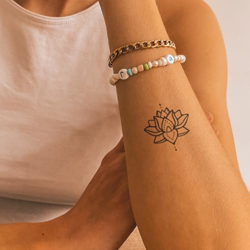 Inkster Tattoo - Lotus Mandala Doppelpack - vegane & wasserfeste Temporäre Tattoos für Erwachsene - EU-Kosmetikzertifizierte Farbe, für Frauen und Männer