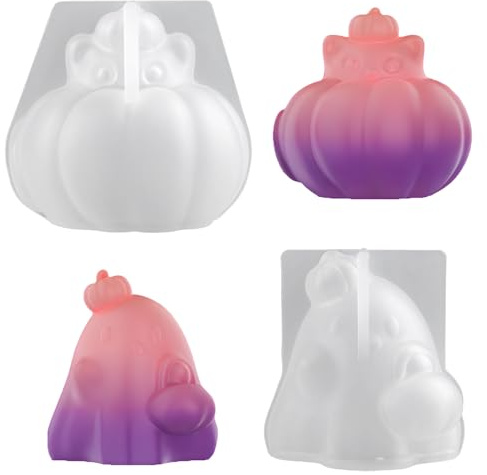 2Pcs Halloween Resin Silicone Mold, Ghost Pumpkin Candle Molds