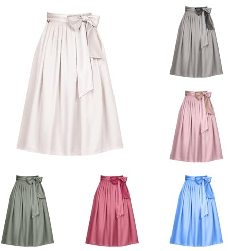 Modaworld Damen Dirndl Midi Dirndlschürzen Hochzeit Mittelalter Oktoberfest Trachtenrock Festlich Dirndlrock Plisseerock Für Bayrische Tracht
